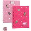Tinta Unita Notebook Spiralato A5 Fogli Bianchi Click con 5 Pins Effetto Metallo (1 Pezzo Random)