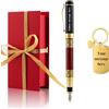 Yastar Penna stilografica personalizzata con portachiavi personalizzato, pennino medio con confezione regalo, bel regalo souvenir, incisione con nome/messaggio/numero di telefono sulla penna, bel