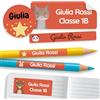 melu kids® Set di Etichette Adesive Personalizzate Scuola [60, Rosso] - Etichette Adesive per Matite, Quaderni, Materiale Scolastico e Oggetti - Resistenti all'Acqua - Tre Dimensioni