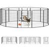 PawHut Recinto per Cani Grande Taglia 12 Pannelli 80x1.5x100cm Grigio Scuro