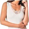 Nottingham Confezione N. 2 Canottiera Spalla Larga Donna Lana E Cotone con Inserto in Pizzo Macrame' - Lana Fuori 40%, Cotone sulla Pelle 100% - Disponibile nel Colore Bianco