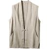 Gefomuofe Gilet in Lino per Uomo, Gilet Top, Cardigan, Gilet Estivo da Uomo, Blusa, Giacca Casual, Gilet da Banchetto per Uomo, Stile Retrò, Abito in Lino, Gilet da Abito, Camicia in Lino, Estivo