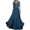 Sincemeet Abito da Madre della Sposa in Chiffon di Pizzo da Donna Abito da Sera Formale con Maniche a 3/4 Un Abito da Ballo di Linea