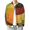 MIATCENRT Uomo Primavera Autunno Bomber Leggero Jacket, Colorati Blocchi Geometrici Softshell Cappotto, Sottile Sportiva All'Aperto Collo da Baseball Giacca, Marrone terroso Varsity Giubbotto