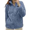 Fulidngzg Giubbotto Pile Donna Invernale con Colletto Montante e Zip Giacca Mezza Stagione Termica Trapuntata Giubbino Cento Grammi Primaverile Autunnale Vento Bomber Elegante Curvy Leggero Casual,Blu,S
