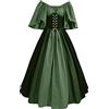 Generico Abiti Halloween Gotici Donna Locandiera Cotone Horror Costumi Medievali Elegante Vestito di Halloween Cerimonia anni 50 Costume Celtici Feste Curvy Abito Rinascimentali Pieghetta da Donna Vintage