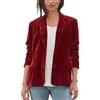Generic Blazer da donna con due bottoni elegante in velluto con tasche, cardigan drappeggiato con colletto a girocollo a V, giacca da lavoro per ufficio con risvolto, giacca da business, Rosso, M