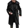 Generic Trench invernale da uomo con collo in pelliccia sintetica rimovibile, cappotto lungo doppiopetto da lavoro