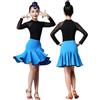 HWBZSZY Ragazze Moderno Abito Latino Sala da Ballo Maglia Manica Lunga Body con Irregolare Volant Gonna 2 Pezzo Vestito per Bambini Samba Tango Cha-Cha Stage Performance Costume,Nero,160cm