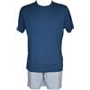RAGNO Pigiama Uomo Puro Cotone Maglia Mezza Manica Pantalone Corto Articolo U899NC, A16F Fantasia Navy Peony, Taglia 52