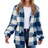 Sonnena Camicia a quadri in flanella da donna, a maniche lunghe, con bottoni, in velluto a coste giacca ampia abbottonata in felpa stampata scozzese casual da donna