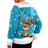 Generico Natalizia Felpa con Cappuccio Uomo in Vello Foderato Manica Lunga Renna Giacca Pesante Pelliccia Bordi Hoodies Casual Strada Felpe Cardigan Invernale Caldo Divertente Giubbotto in Pile
