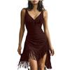 VPQILH Abito da Donna con Nappe Anni '20, Abiti retrò con Scollo a V, Vestito in Scamosciato, Vestiti con Spalline Sottili, Vintage Western Country Vestito Casual Abito da Festa Gotico da Cowgirl