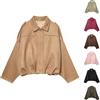 HAOLEI Giacca Donna Corta Ecopelle Bolero Bomber Softshell in Finta Pelle, Scamosciata con Risvolto Colletto in Pelle Scamosciata Giacche Primavera Inverno Caldo Moda Camoscio Giacca Vintage Cappotto