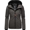 MARIKOO - Giacca da donna per le mezze stagioni, leggermente foderata, con cappuccio, colore: mora (nero), XS-XXL, vino, L