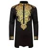 Foweknow Abiti musulmani Uomo Camicia Africana Dashiki Musulmano Caftano Abito da mattina Manica lunga Abiti stile etnico Dubai Thobe Ricamo Abbigliamento Arabo Allacciato Fit Eid, Nero , M