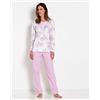 Linclalor - PIGIAMA ESTIVO CON MAGLIA A MANICA LUNGA E PANTALONI LUNGHI - 2105057 - BIANCO ASSENZIO, 44