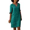 MODSGUE Abito in lino da donna, estivo, in cotone, in lino, traspirante, con linea ad A, casual, estivo, estivo, per matrimoni, cocktail, alla moda, Blu scuro #1, XXXL