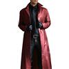 Suncolour Giacche in Pelle Nera da Uomo Cappotti Lunghi in Pelle da Uomo Classic Biker Faux Slim Fit Moto Cappotto Lungo