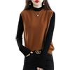 Ailaile Gilet in maglia da donna con scollo a girocollo, maglione 100% lana merino senza maniche, pullover basico, gilet corto, Cammello, M