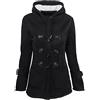 Anyu Giacca Cappotto con Cappuccio Donna Giacche Abbottonato Parka Outwear Nero 4XL
