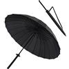 NYDCTHOM Japanwelt Samurai - Ombrello impermeabile e antivento, in acciaio laccato nero + ombrello in fibra di vetro, scheletro, manico lungo in resina, 24 ossa, grande ombrello nero 115 cm, × × CM