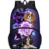 HUIACONG Zaino per ragazzi e ragazze, adatto per bambini di età superiore ai 3 anni, Cavalier King Charles Spaniel Fiore magico, Taglia unica
