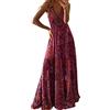 MJGkhiy Donna Vestito Cerimonia Boho Fiore Stampato Maxi Etnico a Vita Alta Allentato Estivo Mare