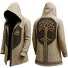 Generico Mito nordico Per Uomini Cardigan Medio Lungo con Cappuccio Stampato 3D Cooler Cappotto Biker Giacca Primavera Felpa Medievale Uomo Giacca Vichingo Giacca con Cappuccio