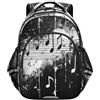 RPLIFE Zaino scolastico per bambini per ragazzi e ragazze dai 3 agli 8 anni, con note musicali nero, zaino per bambini per ragazze scuola elementare, 38 cm, Note musicali Nero 1, Medium, Zaini