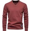 PODOLIXIA Maglione da uomo con scollo a V, in cotone, elegante, a maglia fine, a maniche lunghe, elasticizzato, slim fit, per autunno e inverno, verde, S