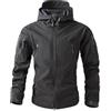 Duohropke Giacca softshell impermeabile da uomo, giacca da lavoro, giacca invernale foderata, giacca a vento con cappuccio, per esterni, calda, antivento, impermeabile, L