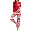 Fulidngzg Pigiama Natale Donna Invernale in Cotone Misto 2 Pezzi Set Completo Maglia Girocollo con Stampa Natalizia Maniche Lunghe e Pantaloni Pigiami Lungo Leggero Autunnale Simpatico Caldo,Rosso,S