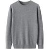ERFMFKL Maglione pullover da uomo in lana merino girocollo a maniche lunghe tinta unita morbido e caldo, grigio, XXL