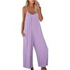 Fulidngzg Tute Estive Donna, Comode Curvy Lunga Tuta Intera con Tasche Monospalla Casual Tuta Inter Senza Maniche Elegante Tutina Gamba Larga Morbida Salopette Taglie Forti Sportiva