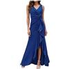 pvucpot Vestiti Donna Elegante Vestiti con Spacco Estivi Vestito al Ginocchio Scollo a V Manica Corta Abito Casual Vestito da Sera Cerimonia Cocktail