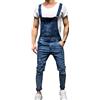 Yonglan Salopette di Jeans da Uomo vestibilità Slim Jeans Lunghi Casual Pantaloni in Denim Tute 732Nero S