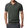Generic Polo a nido d'ape da uomo con colletto a maniche corte T-shirt da golf estiva slim fit T-shirt tinta unita 2025 Top da lavoro, Grigio Polo De Hombre, S
