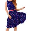 EFOFEI Donne Abiti Floreali Moda Abito Vintage Plus Size Stampato Prendisole da Spiaggia Ciliegia M