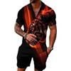 Osheoiso Completi Tuta da Uomo 2 Pezzi Casual Comodo Pigiama Set Estate Uomo Pigiama Manica Corta Classic Sportiva Stampata T-Shirt Pantaloncini Taglia Larga A 1 M