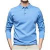 Generic Uomo Manica Lunga Misto Lana Tinta unita Polo Collo Pullover Maglione Casual Pulsante Risvolto Camicia Slim Fit, Blu acqua, XL