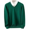 Fjnbbiot Maglione in Lana Merino da Uomo, con Scollo a V, Pullover Autunno Inverno, Colore Solido, Maglione Basic Versatile, Azzurro, M