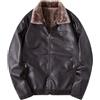 Generico Giacca in Pelle Uomo Cappotto Invernale Foderato Montone Antivento Freddo Moda Lavoro Casual Capospalla (Coffee, L)