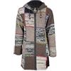 SHAKALOHA LIFE IS FOR LIVING Giacca lunga in lana con cappuccio - SHAKALOHA - W Longpatch Multi Blu Rosso cappotto da donna - Giacca prodotta in Nepal, con cappuccio foderato in pile, Cappotto da donna
