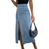 seiveini Gonna di Jeans Donna Lungo con Bottoni Spacco Midi Gonne Denim a Vita Alta Retro Chic Elegant Skirts A Blu Scuro S