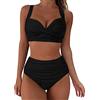 Generic Costume Taglie Forti Costume Nero Donna Due Pezzi Bikini A Vita Alta da Donna Costumi da Bagno Up Sexy A Due Pezzi Bagno Vintage Bikini Intero Sexy Mare Tuta (Black XL)