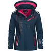 Geographical Norway REVEUSE Lady - Giacca Softshell Impermeabile Donna - Giacca Cappuccio - Giacca Invernale Antivento - Softshelljacke Escursioni All'aperto attività Blu/Rosa S - Taglia 1