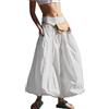 Owegvia Palloncino da donna Gonne Lunghe Elegante Vita Alta Tinta unita A-Line Gonne Casual Flowy Gonne Cocco Ragazza Estetica, bianco, Taglia unica