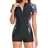 Freebily Costume da Bagno Donna Intero Monokini Costume Intero da Mare con Zip Snorkeling Subacquea Muta da Surf Bikini Mare Nuoto Piscina Monopezzo Tuta Sportiva Swimsuit Nero XL