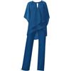 Generico Tuta Donna Elegante Estivo 2 Pezzi Completi di Pantaloni a Gamba Larga e Lavoro Tailleur Tinta Unita Set Completo Scollo a V Taglie Forti Completi Casual Sexy Playsuit Curvy Matrimonio